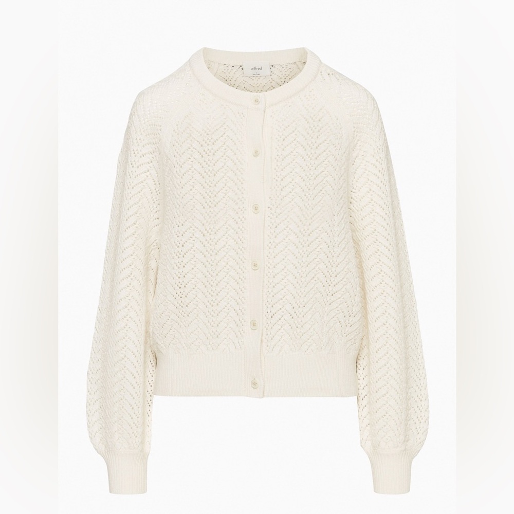 Aritzia Wilfred Textured London Cardigan In Light Birch Merino Wool size Small